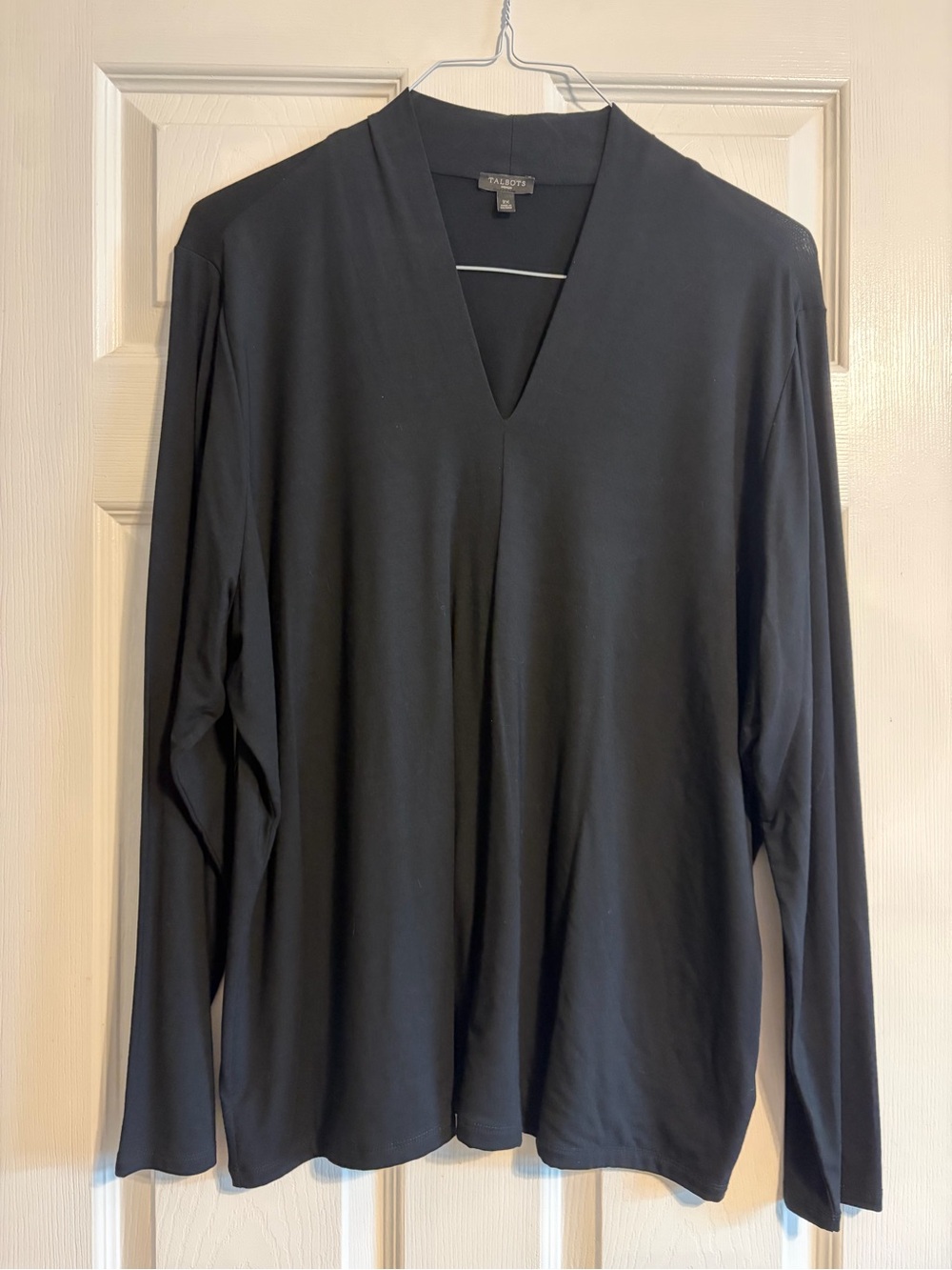 Talbots Black V-Neck Long Sleeve Blouse Top Plus Size 2X Classic Minimalist